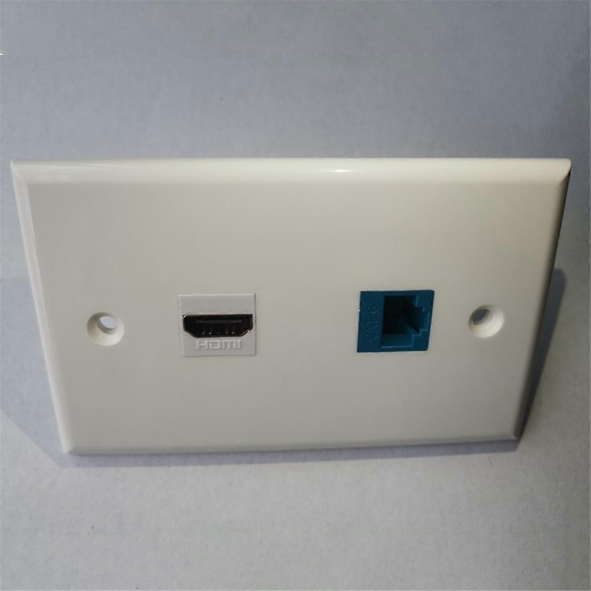 1Pack 2-Port Cat6 and HDMI-Compatible Wall Plate