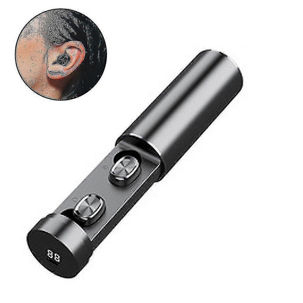 Bluetooth Wireless Sports Headset with LED Display Fingerprint Touch - Grey