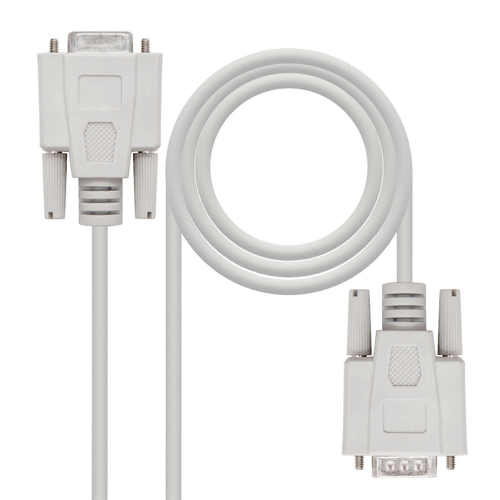 RS232 Serial Cable with DB9 Male to DB9 Female connectors, 3 m Length, Ideal for Connections Between Serial Communication Devices.
