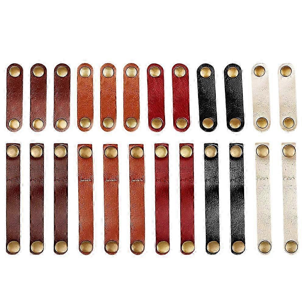 24 قطعة جلدية كابل الأشرطة اليدوية الجلود الحبل المنظم كابل التعادل حارس