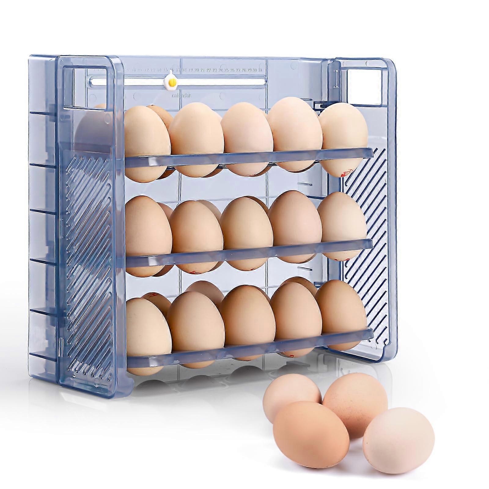 Egg Holder,Egg 30 Count Egg Container for Refrigerator, Egg Holder for Refrigerator,Camping Egg Holder,US-JiDanJia-ZheDie-Huang-1