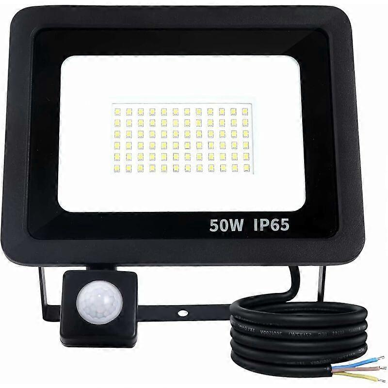 50W Outdoor LED Floodlight with Motion Sensor, IP65 Waterproof 5000LM