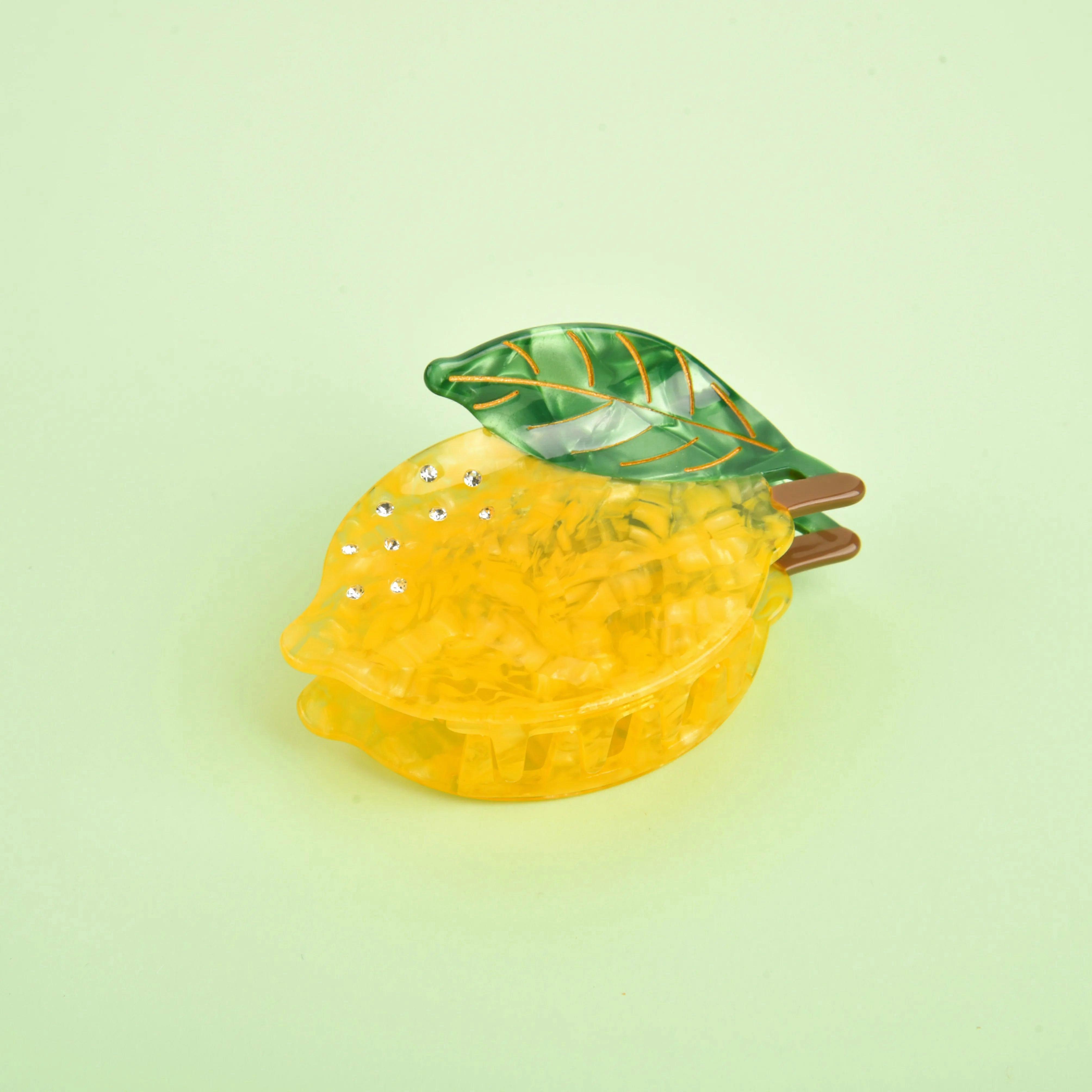 Elegant Rhinestone Lemon Acetate Hair Claw – Luxury Eco-friendly Hair Clip