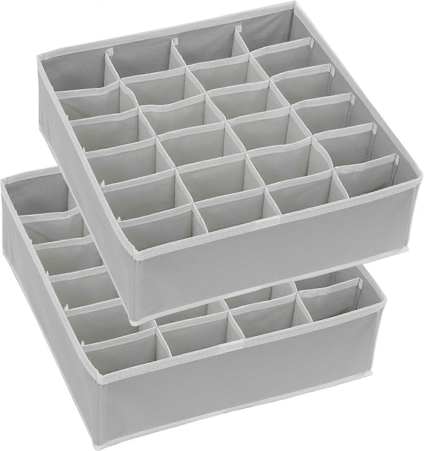Pack Sock Organizer for Closet, 24 Compartment Drawer Divider, Gray