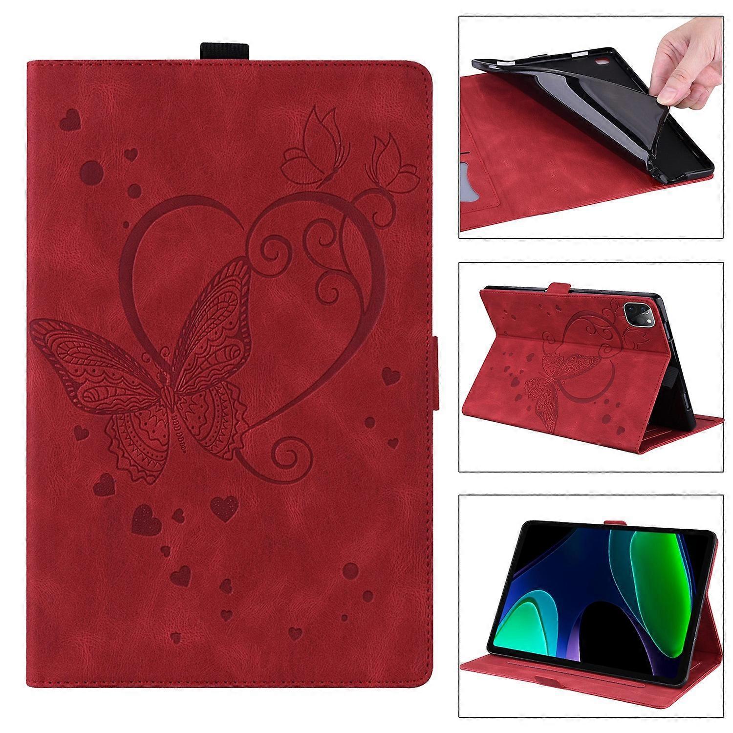 Xiaomi Pad 6 / Pad 6 Pro用の愛の蝶エンボスレザータブレットケース
