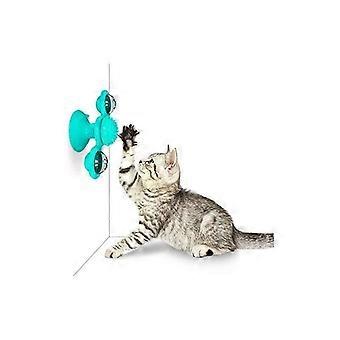 Interactive Cat Toy Cat Turntable Teasing Windmill Toy with Suction Cup Base Interactive Pet Turntable Teasing Toys (Blue)