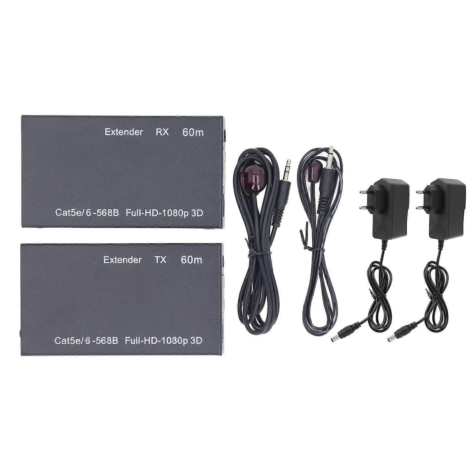HD 65.6 Yards Extension Aluminium Alloy Plug and Play HD Ethernet Extender for Monitoring Computer 100‑240V