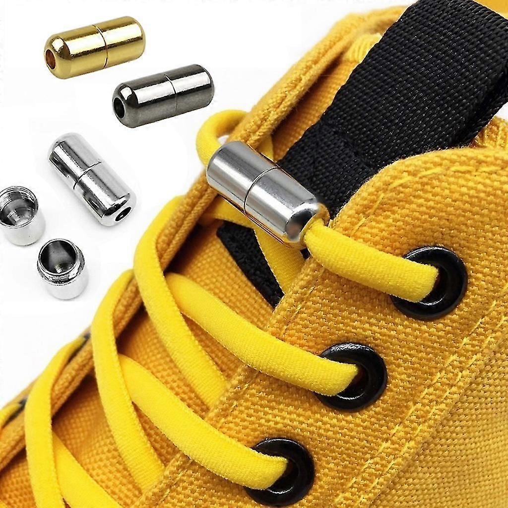 10pcs No Tie Shoelaces Accessries Shoe Laces Buckle Lock Elastic Lazy ShoelacesGold