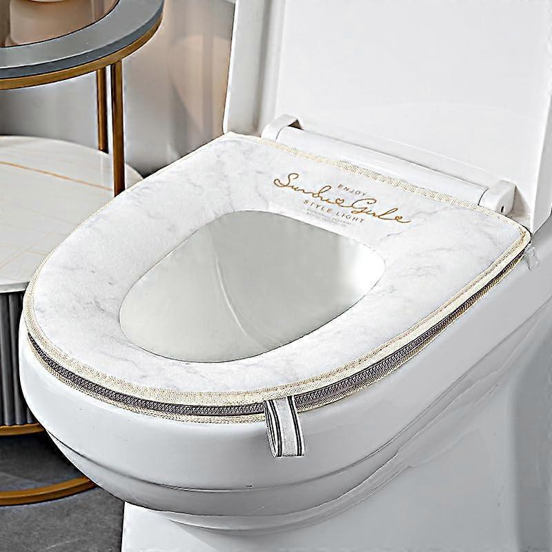 Toilet Mat and Cushion Set for All Seasons, Universal Toilet Cover, Soft Plush Toilet Seat Cushion Ring, Easy Clean