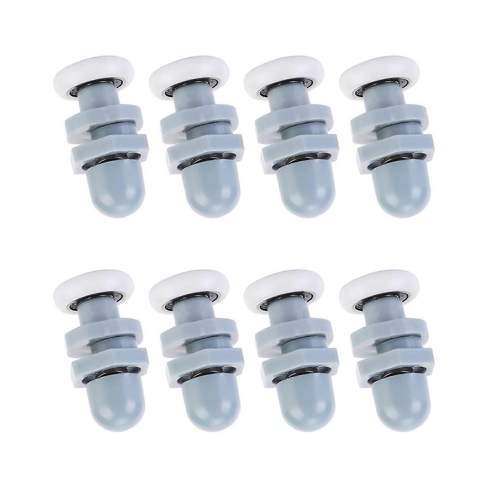 8Pcs Multipurpose 20mm Shower Door Rollers Plastic Replacement Accessory for Round Sliding Door Quiet Smooth Movement White