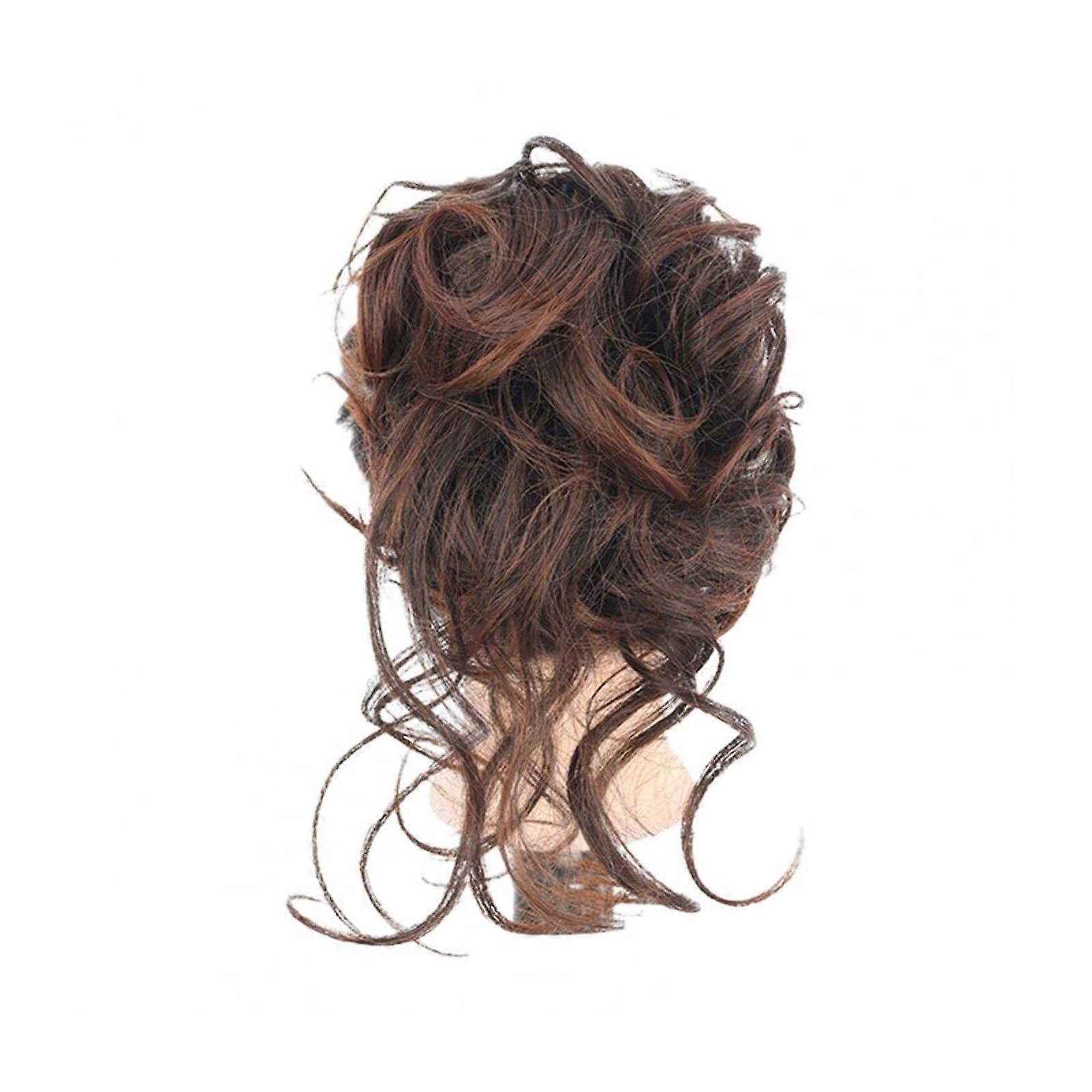 شعر مستعار كعكة كليب شعر مستعار رقيق ناعمة الملمس واقعي نظرة طبيعية نسائية شعر مستعار أسود بني للسيدة استخدام قطع الشعر Chignon (بني فاتح)