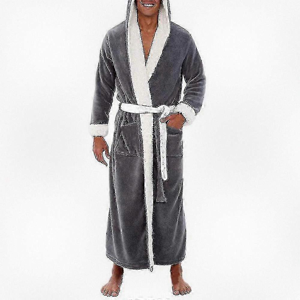 Men's Long Hooded Bathrobe Soft Nightgown Robe Dressing Gown Suitable for Various Brands A20241206192