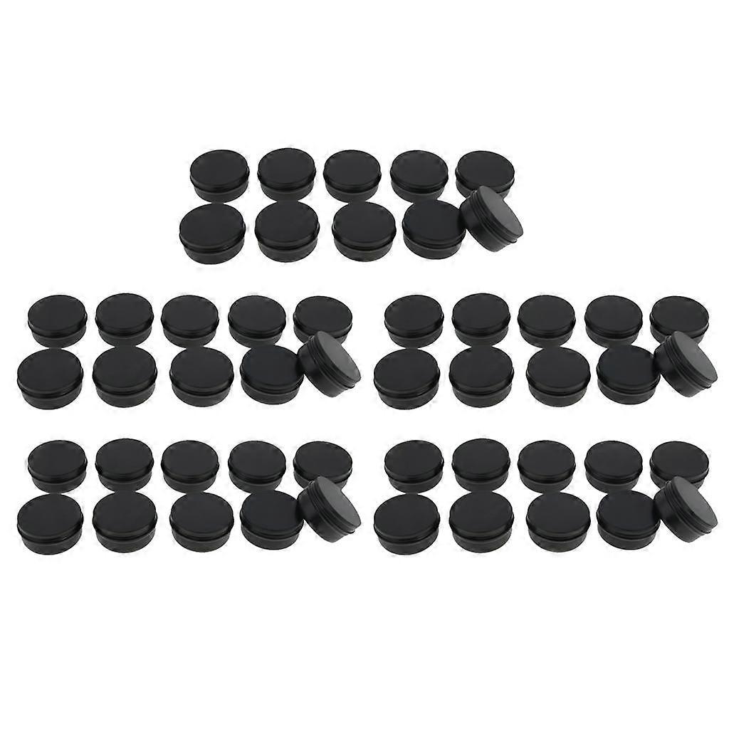 50 חבילות 30 גרם צנצנות פח מתכת בורג עליון קופסת פחיות מיכל קוסמטי שחור