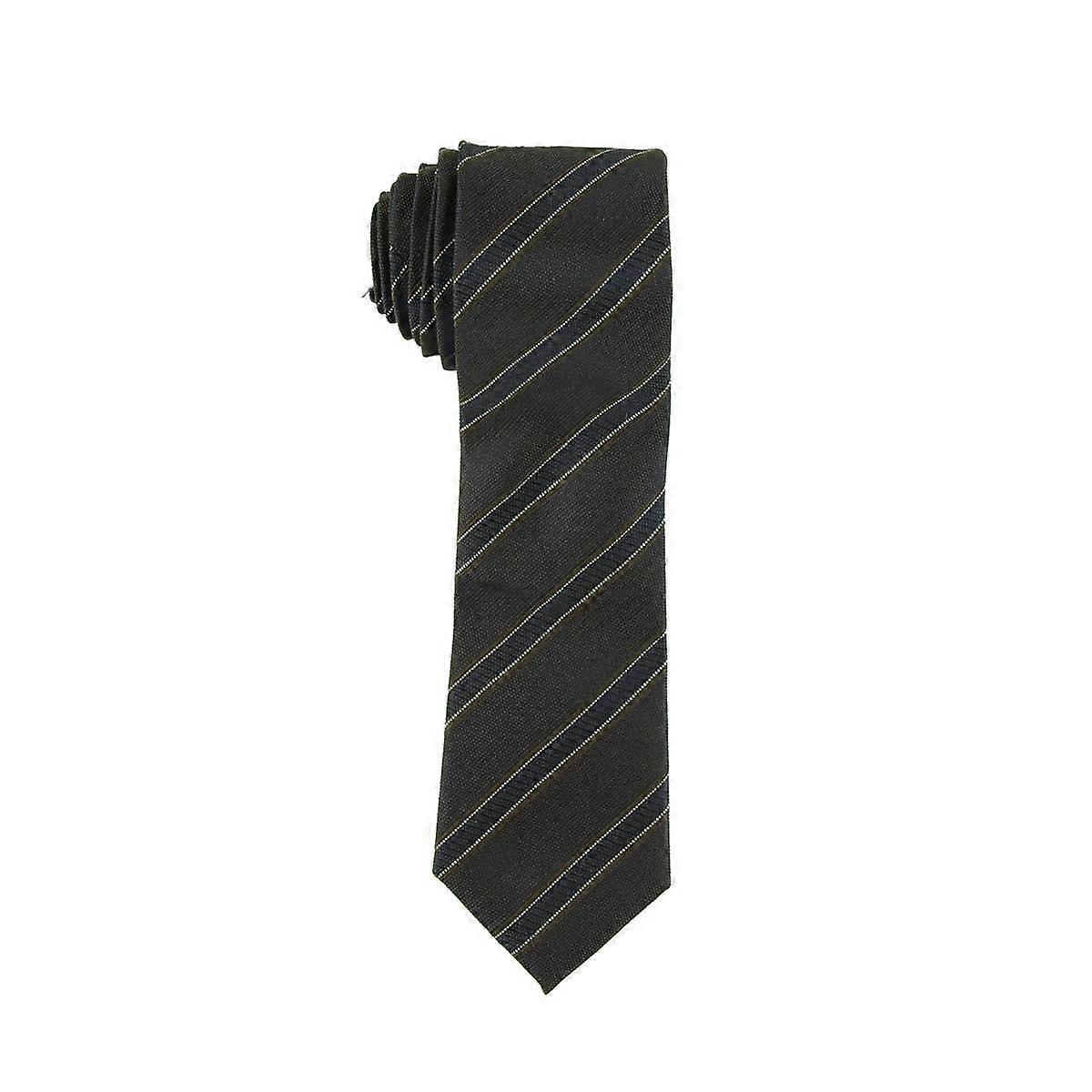 Mens Classic Stripe Self-Tied Necktie in Brown, Adjustable One Size, Formal Style for Business and Weddings