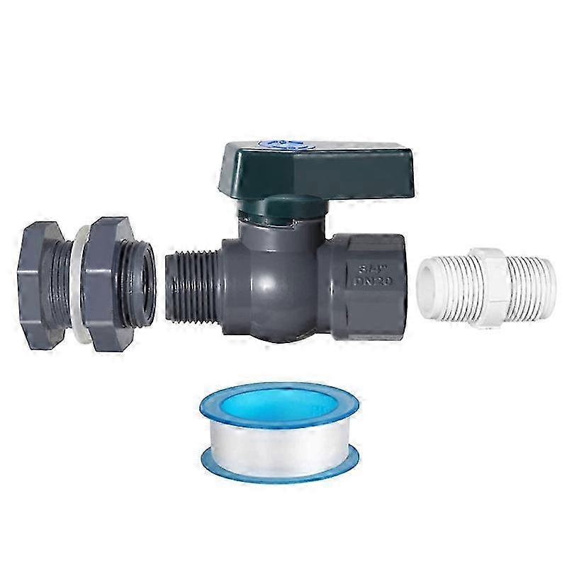 Rain Barrel Faucet Kit with PVC Diverter, Hose Adapter & Seal Tape for Tanks, Pools, Garden Barrels