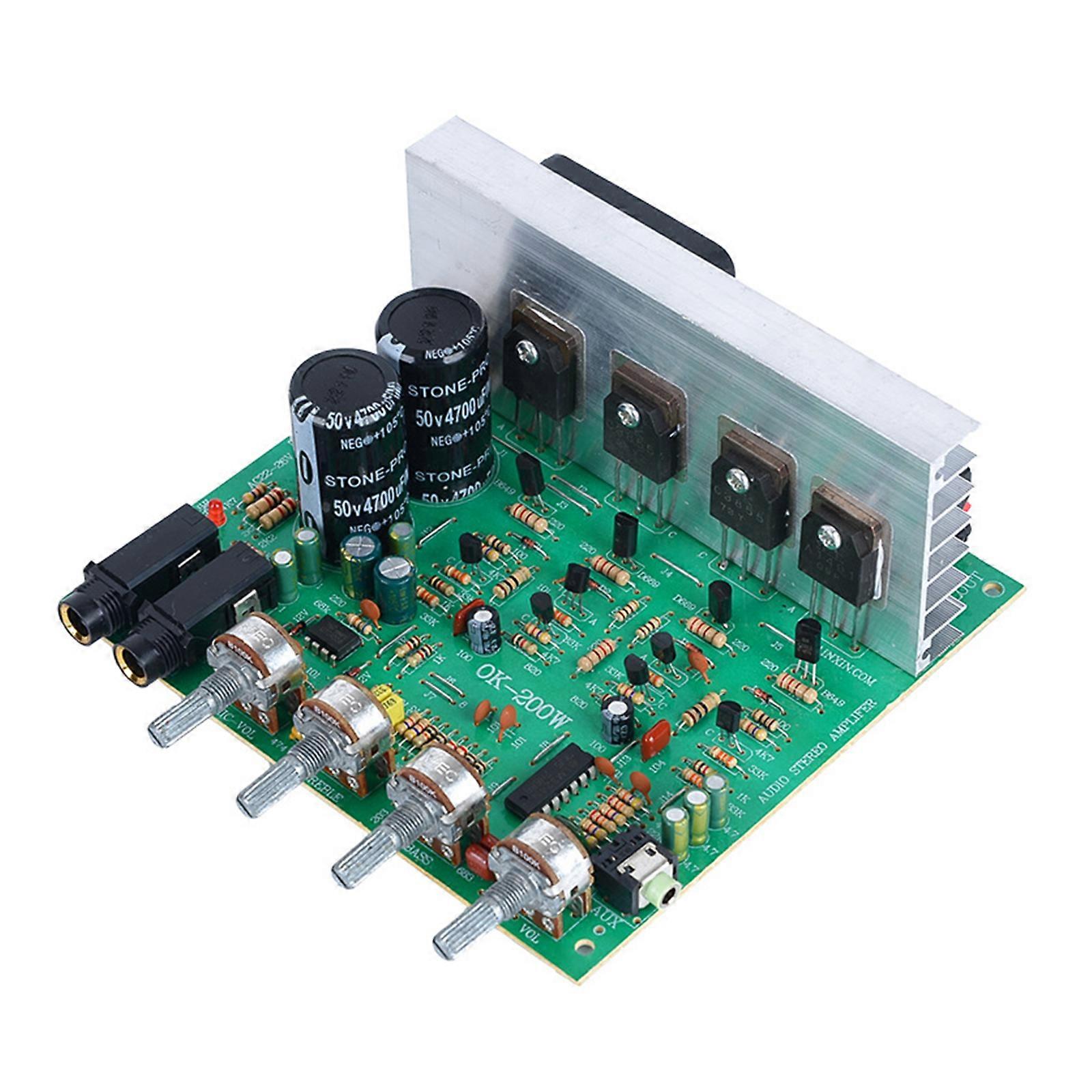 200W 2CH Power Amplifiers Board A1633 C4278 Double AC18-26V Power Amp Plate Module Board with Microphones Input