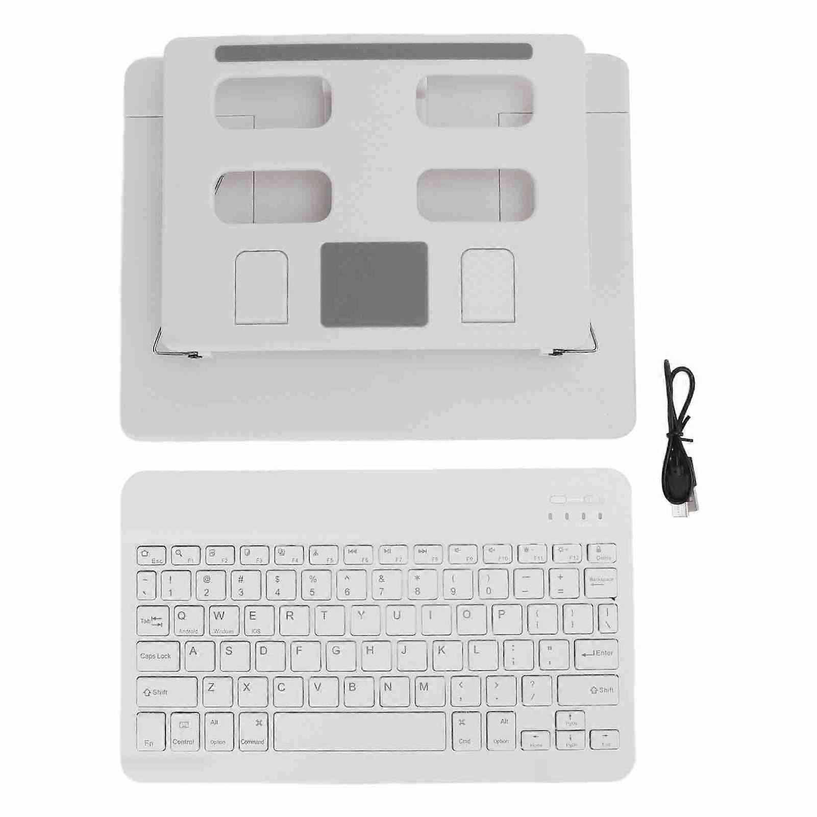 Tablet Rotating Stand Multifunctional Folding Height Adjustable Tablet Holder with BT Keyboard for Tablets Books White