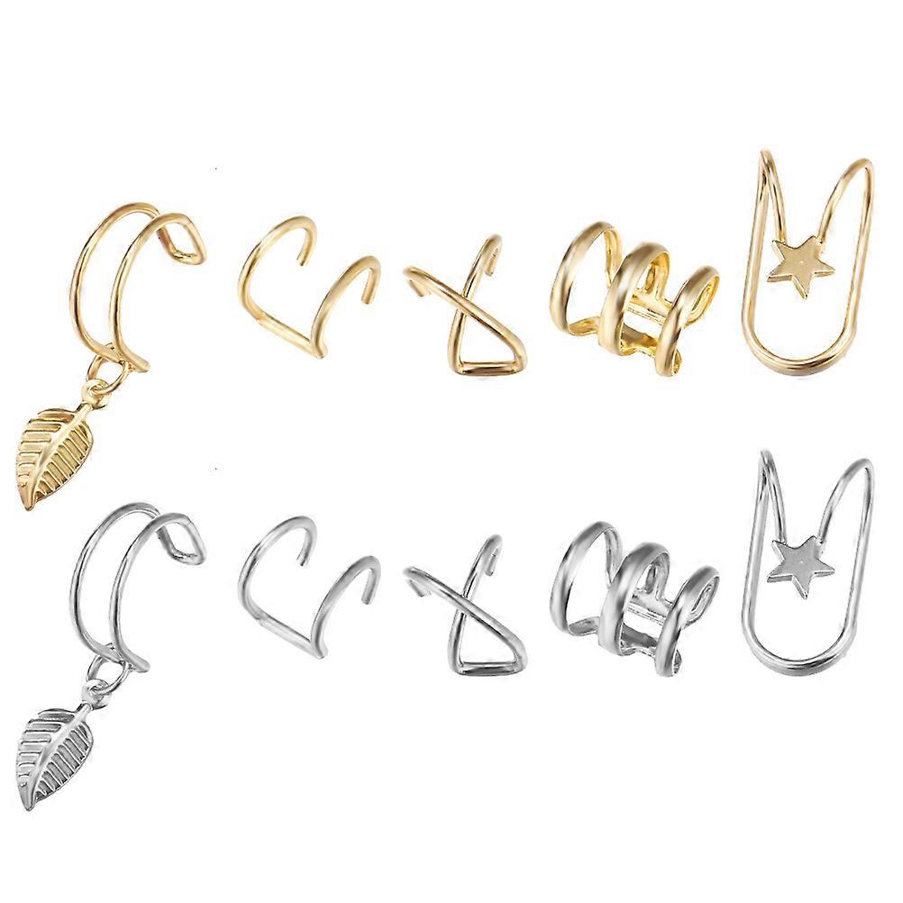 Creative No Ear Hole Alloy Earrings for Decoration Silver 10PCS