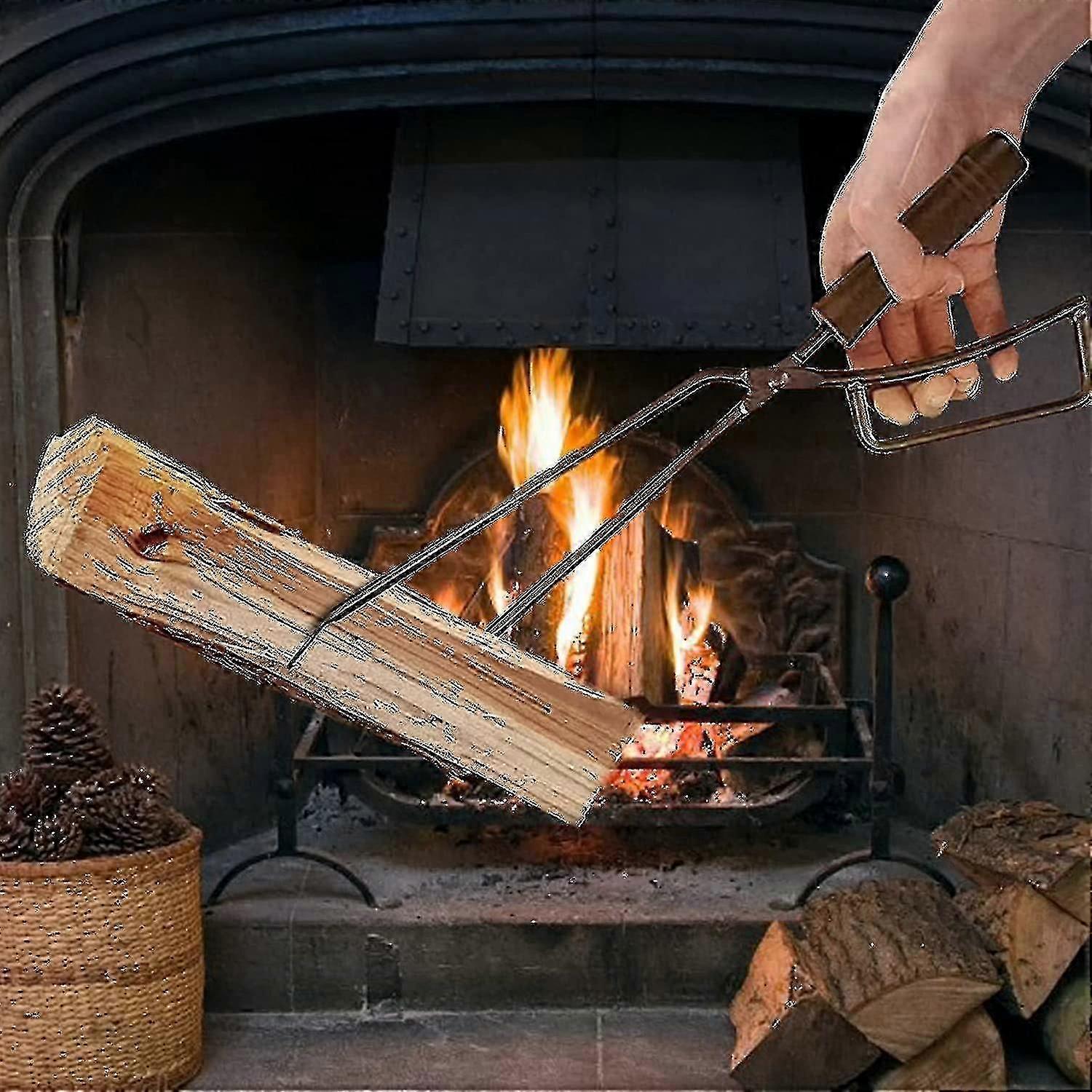 ملقط الحطب ، ملقط الحطب 40 سم الثقيلة ملحقات الموقد أدوات المائدة الموقد المضادة للحروق فاي