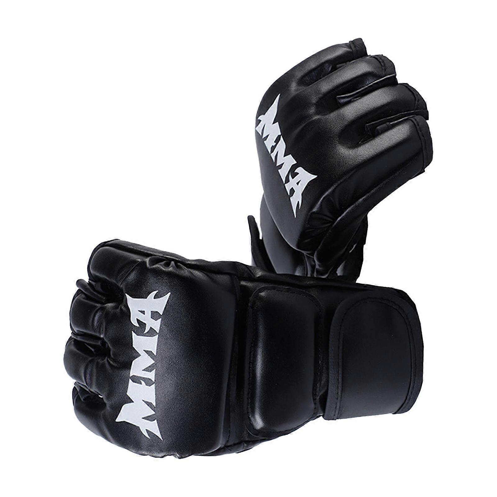 MMA Gloves Half Finger Training Gloves for Martial Arts and Boxing - Open Palm Design for Grappling and Sparring, Black