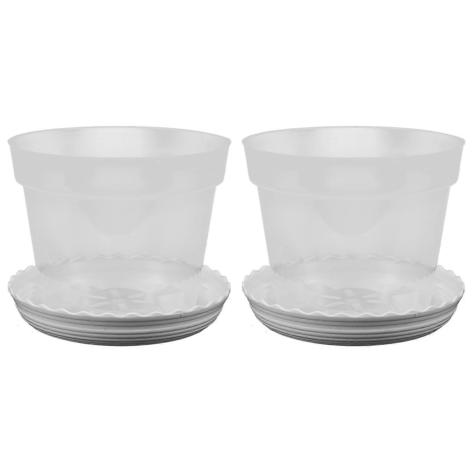 Orchid Planter Pots with Holes and Holder for Garden Use Simple Design White Plastic 13.70X13.70X11.50CM 2 Sets