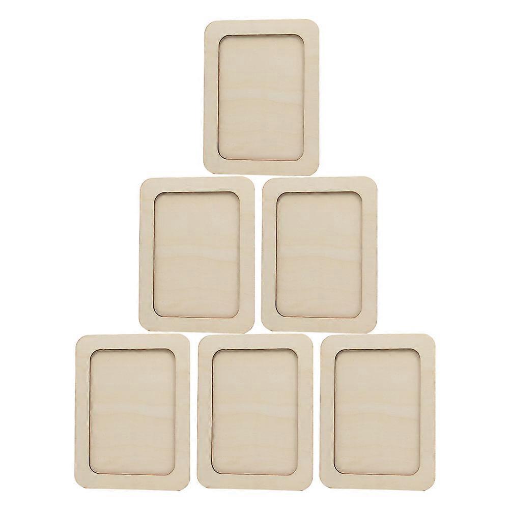6pcs Rustic Wooden Photo Frames DIY Craft Kit Lightweight Rectangular Desktop Display for Home Decor Wood Material Memory Preservation