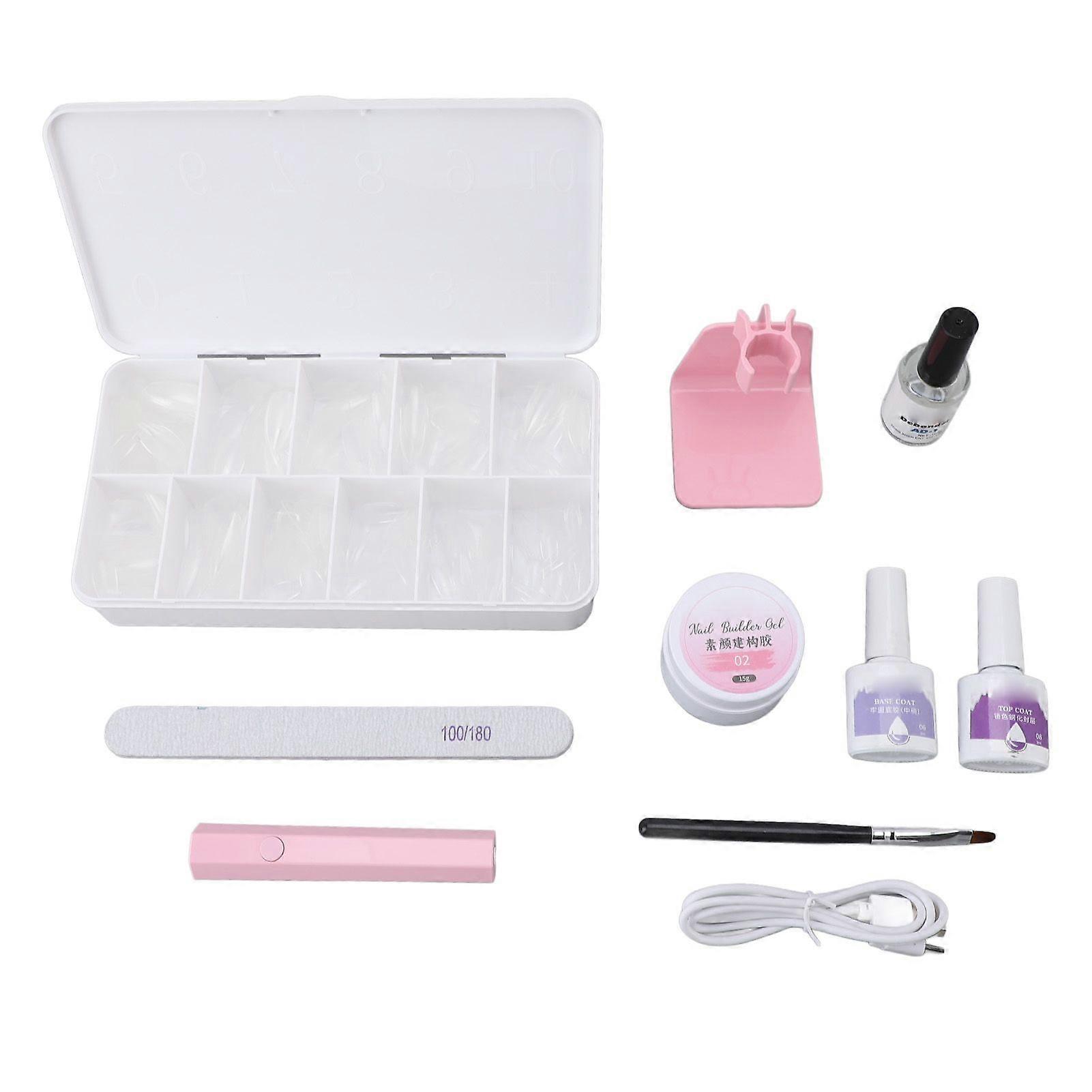 2025 Latest Model Nail Extension Set with UV Lamp 550PCS Almond Shape Nail Tip...
