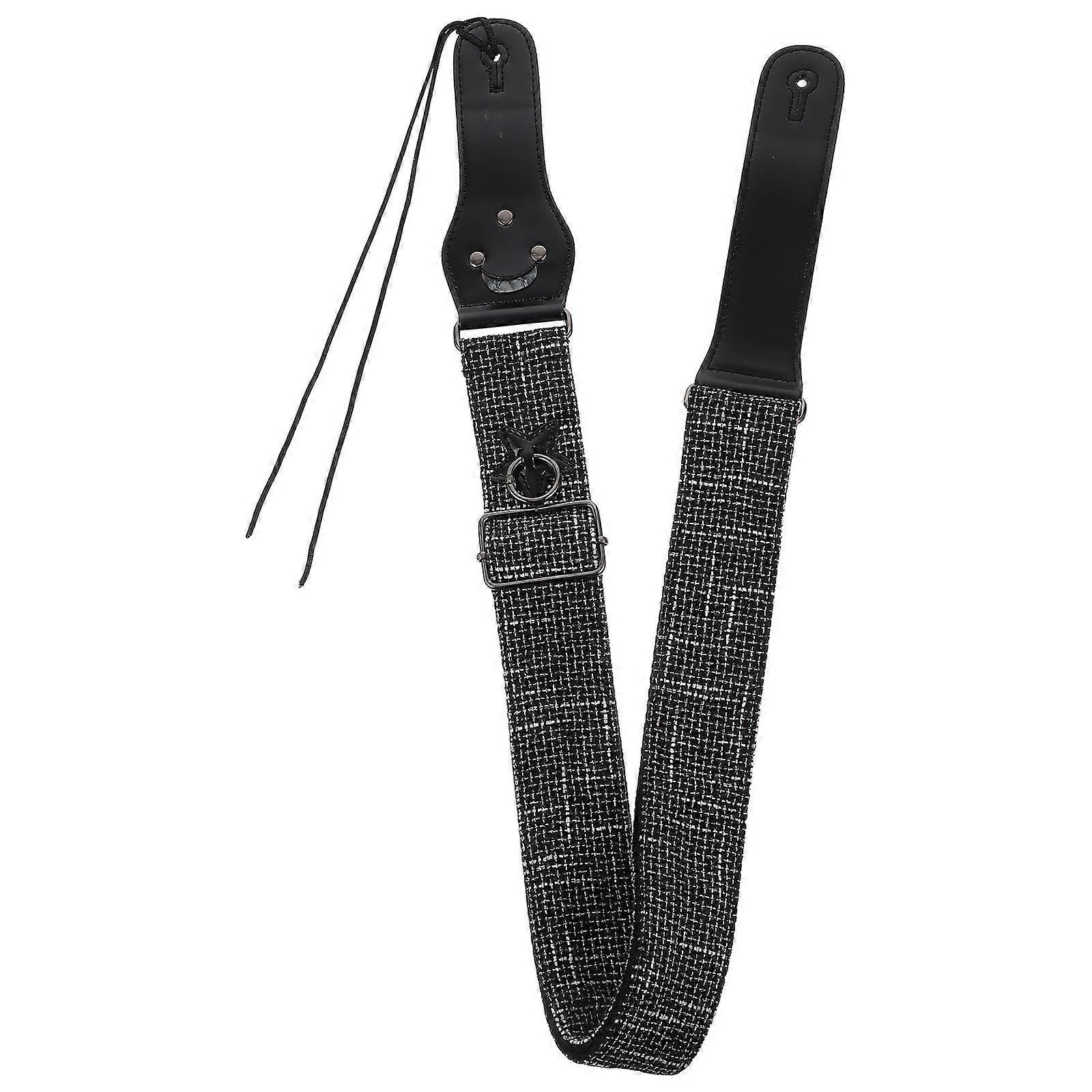 Adjustable Wide Guitar Strap Set Durable Cotton & Polyester Material with Printing Pattern, Suitable for Ukulele, Folk Guitar and Bass