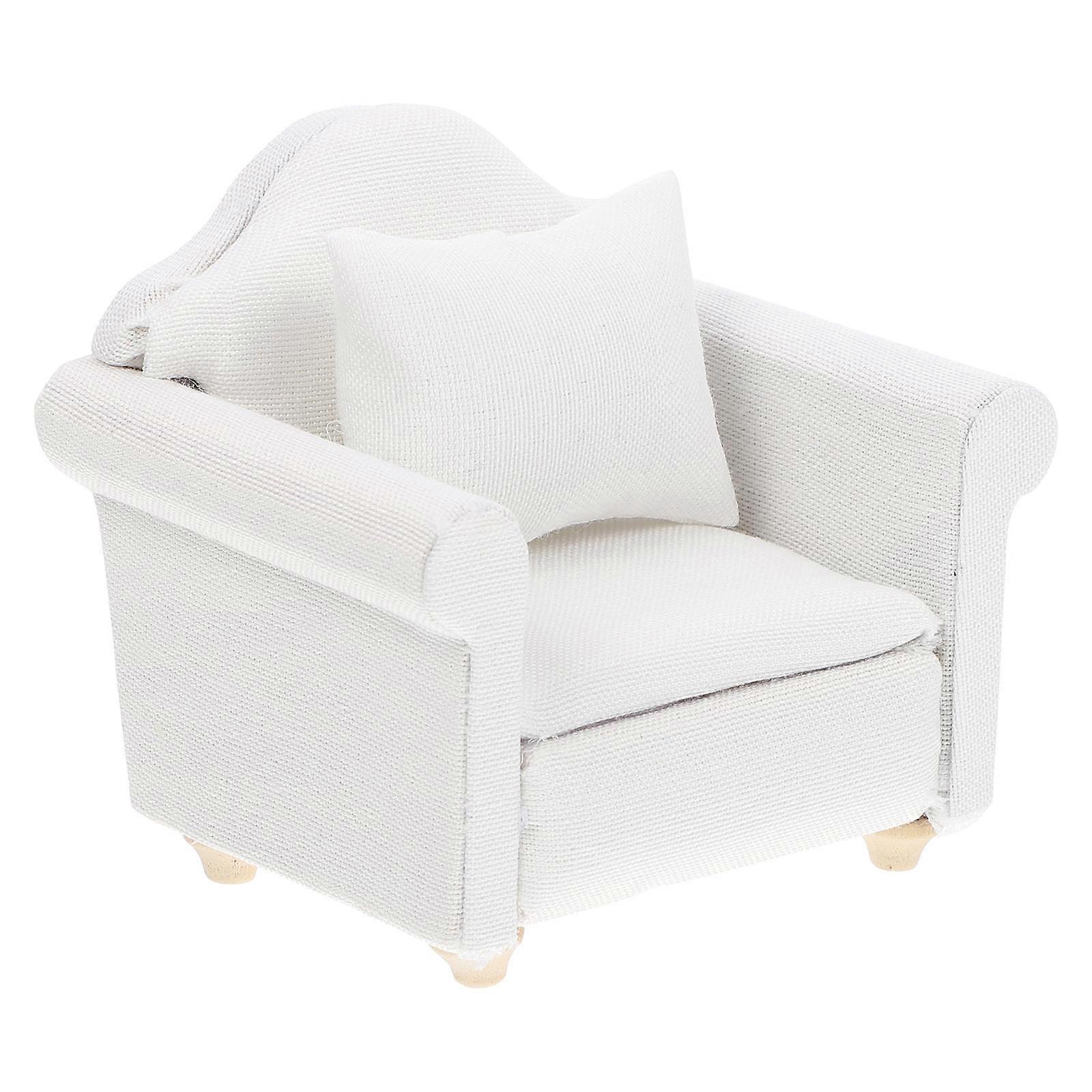 Mini White European Style Single Sofa for Dollhouse Decoration – Portable & Chic Design, Room Scene Furniture