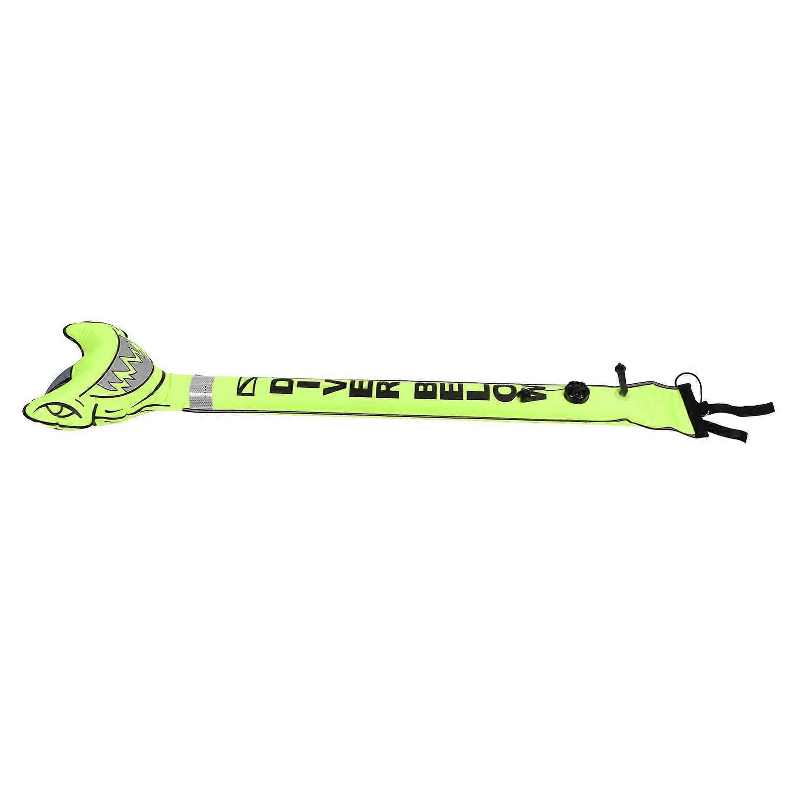 Scuba Diving Surface Marker Buoy, Inflatable Safety Tube, Hammerhead Shark Beacon, Fluorescent Yellow High Visibility Signal Marker Buoy Tube