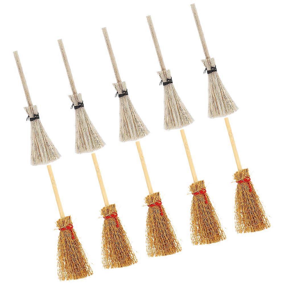 Miniature Broom Set – 10pcs Brown & White Brooms for Doll House & Fairy Garden Decor, Enhance Your Tiny Playhouse with Realistic Accessories