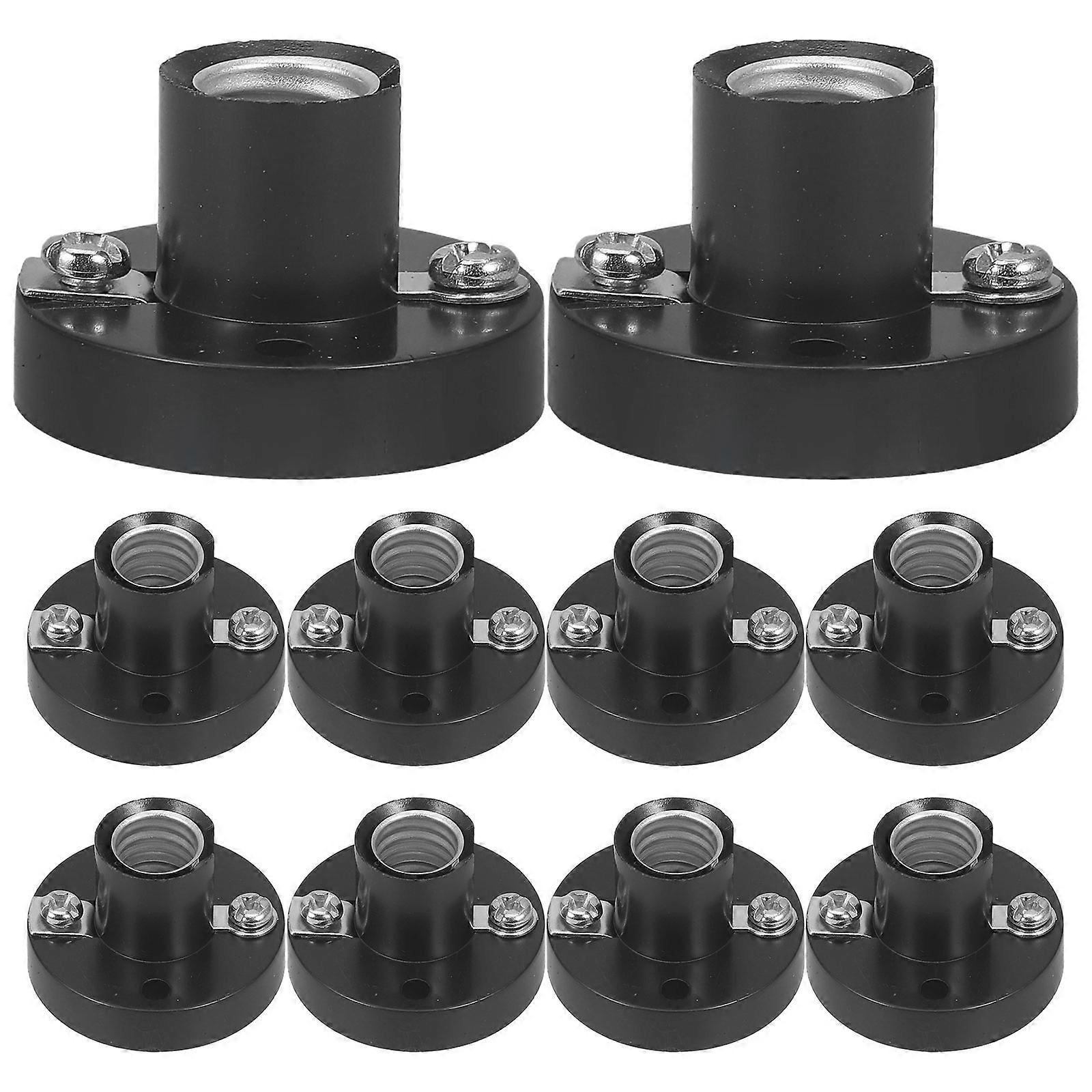 Light Bulb Sockets Lamp Base For Indoor Lighting Black 1.18X1.18X0.79IN Flat Head Design 10Set