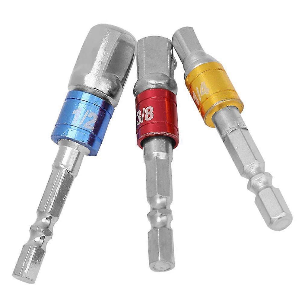 Chrom Vanadium Steel Hex Shank and square extension bar adapter for socket wrenches Yellow 1/4in Red 3/8in Blue 1/2in Double R Slot
