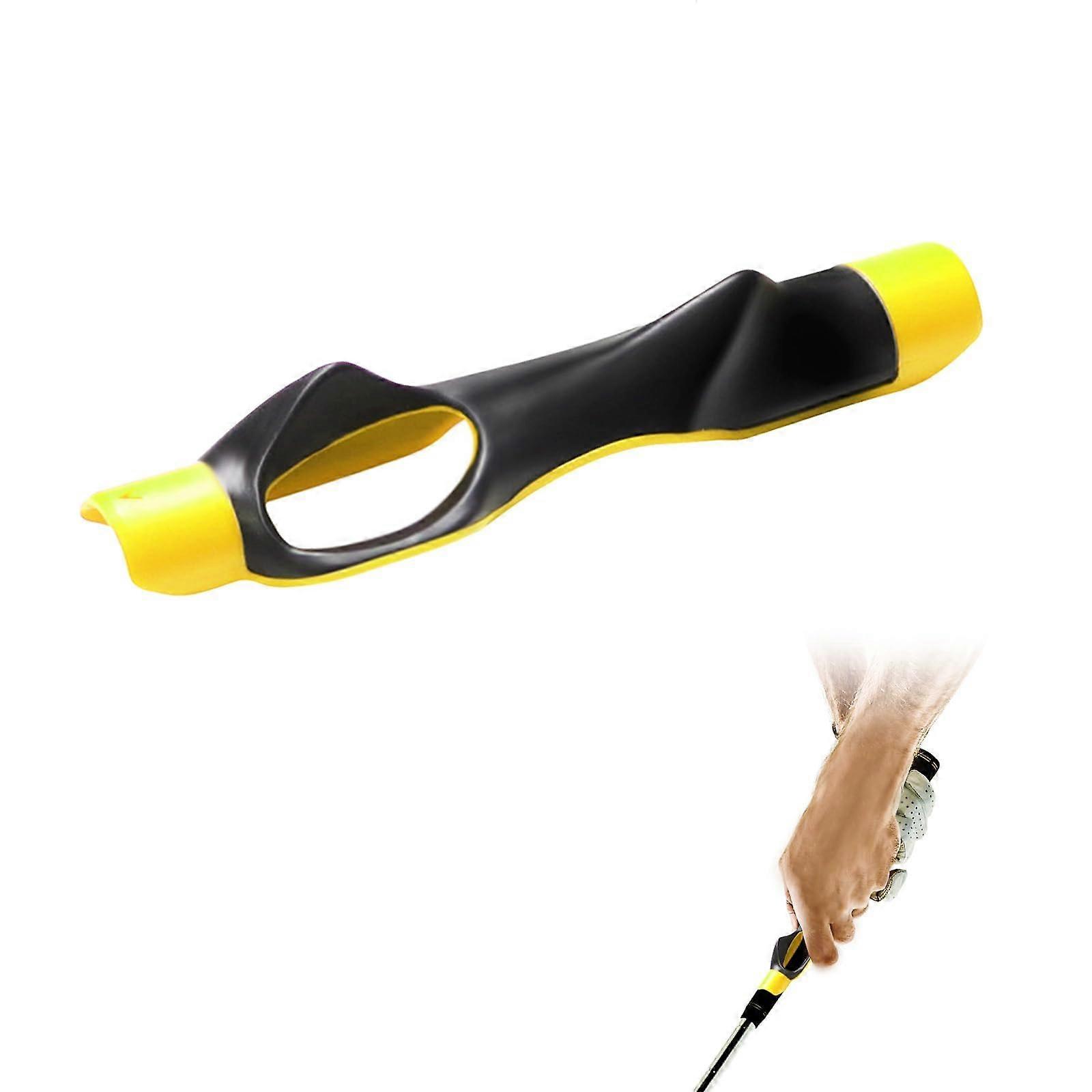 Golf Grip Trainer Aid for Beginners, Yellow Arm Band Swing Posture Corrector & Alignment Tool for Improved Golf Swing