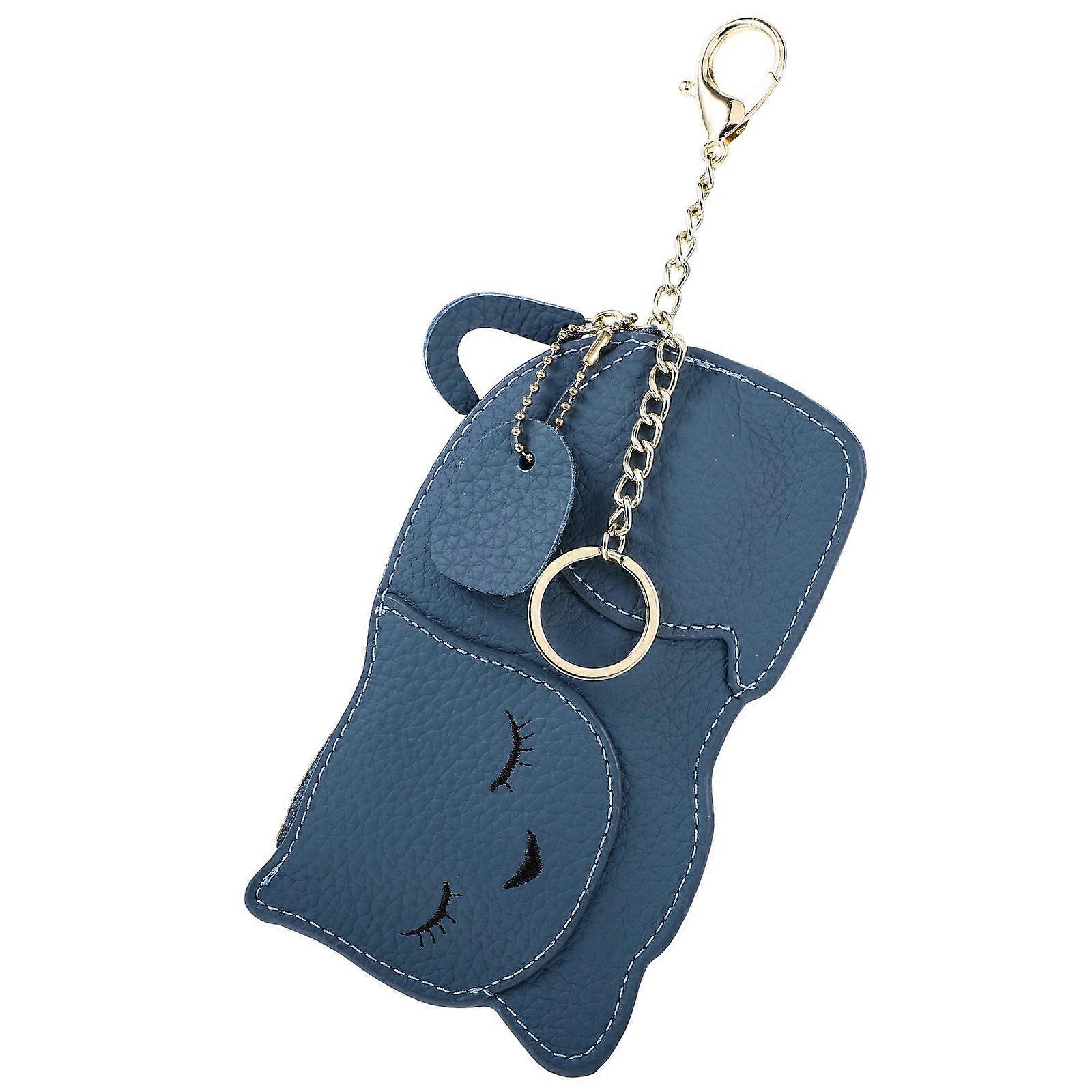 Cute Small Purse Change Holder Mini Zipper Pouch Cat Shape Blue Daily Use Style Women's Change Card Bag 1Pcs