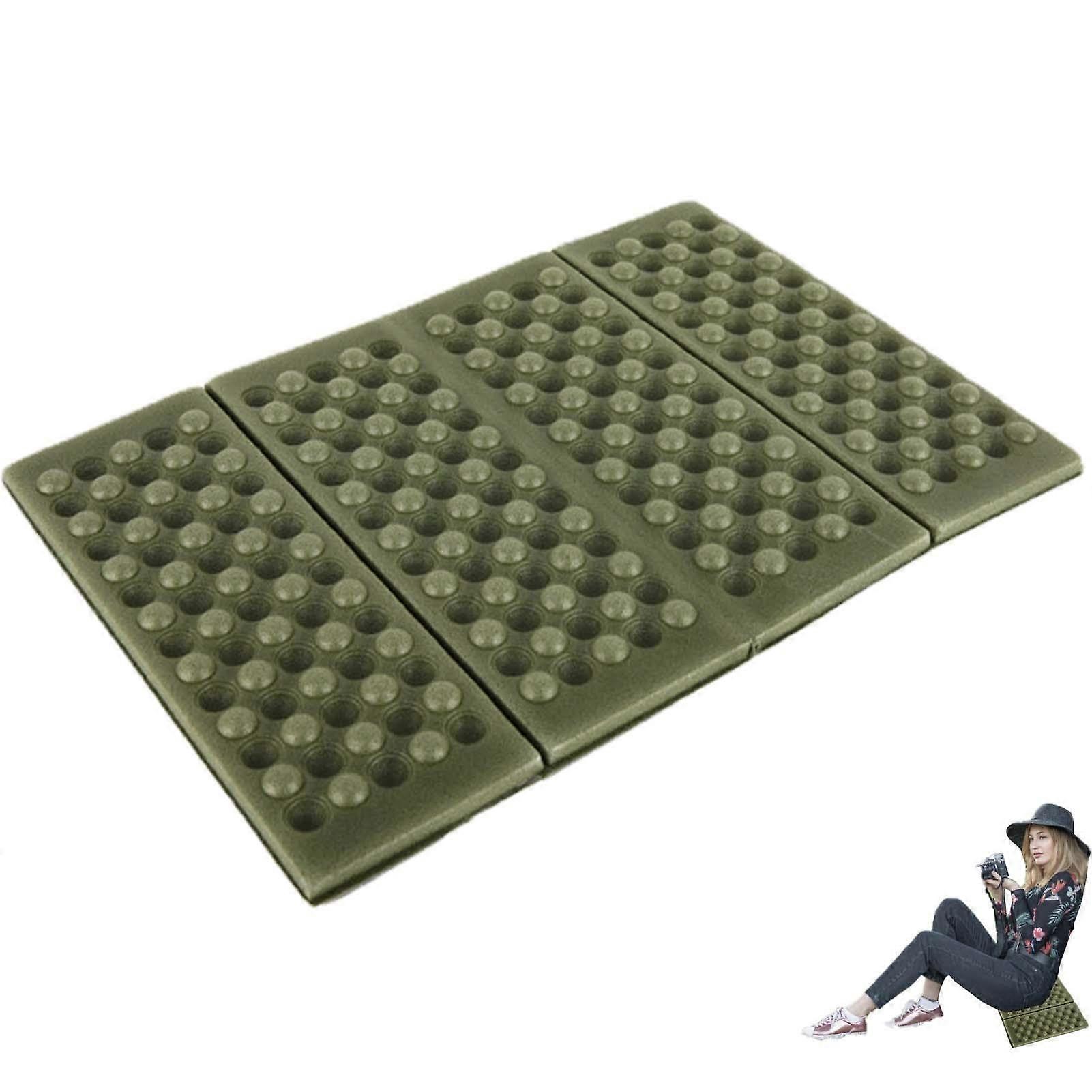 Seat Cushion Outdoor Foldable Stadium Seat Pad Thermal Camping Seat for Hiking Garden Picnic Army Green