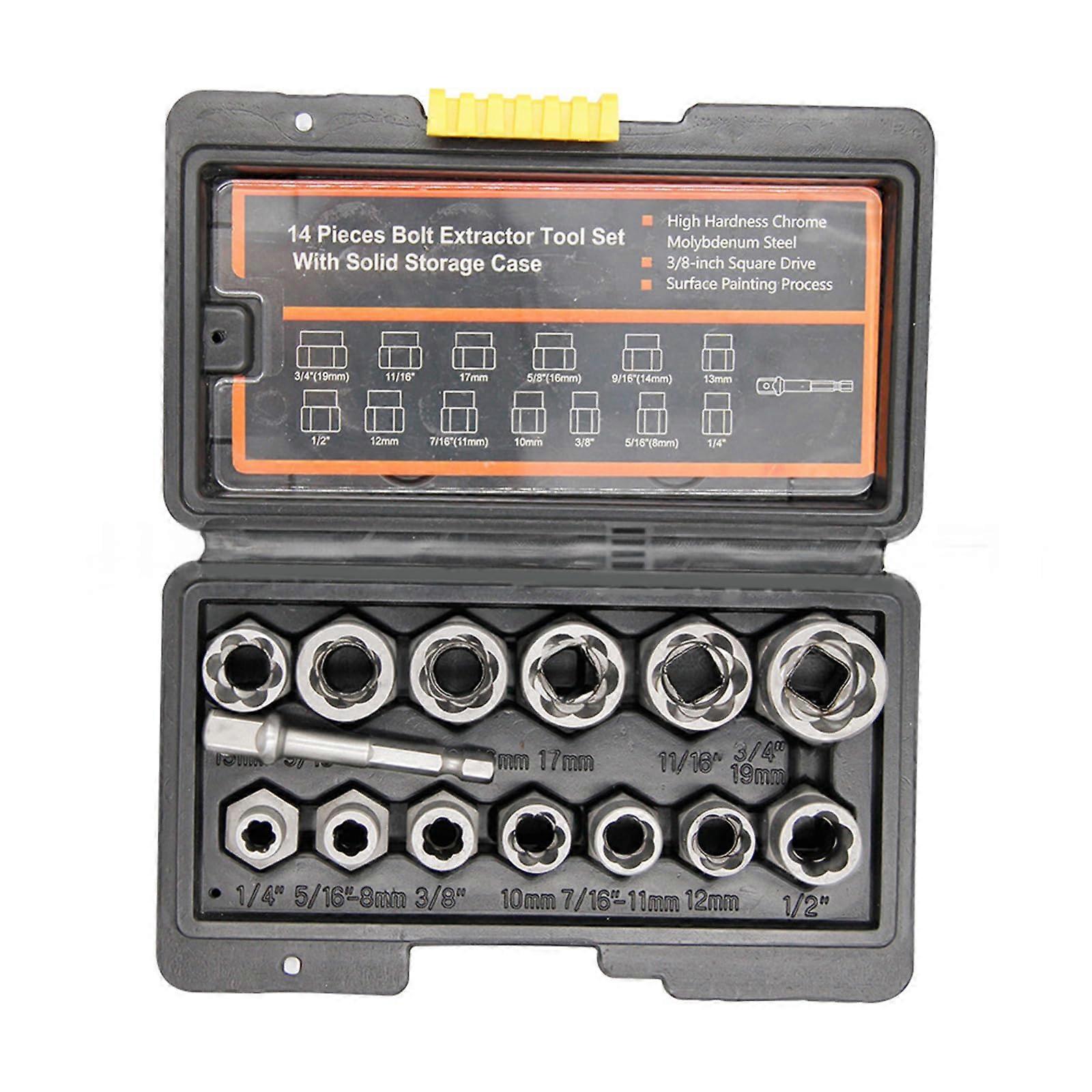 Screw extraction set, tool for men, broken and detached screws, Rset, 14piece disassembly tool