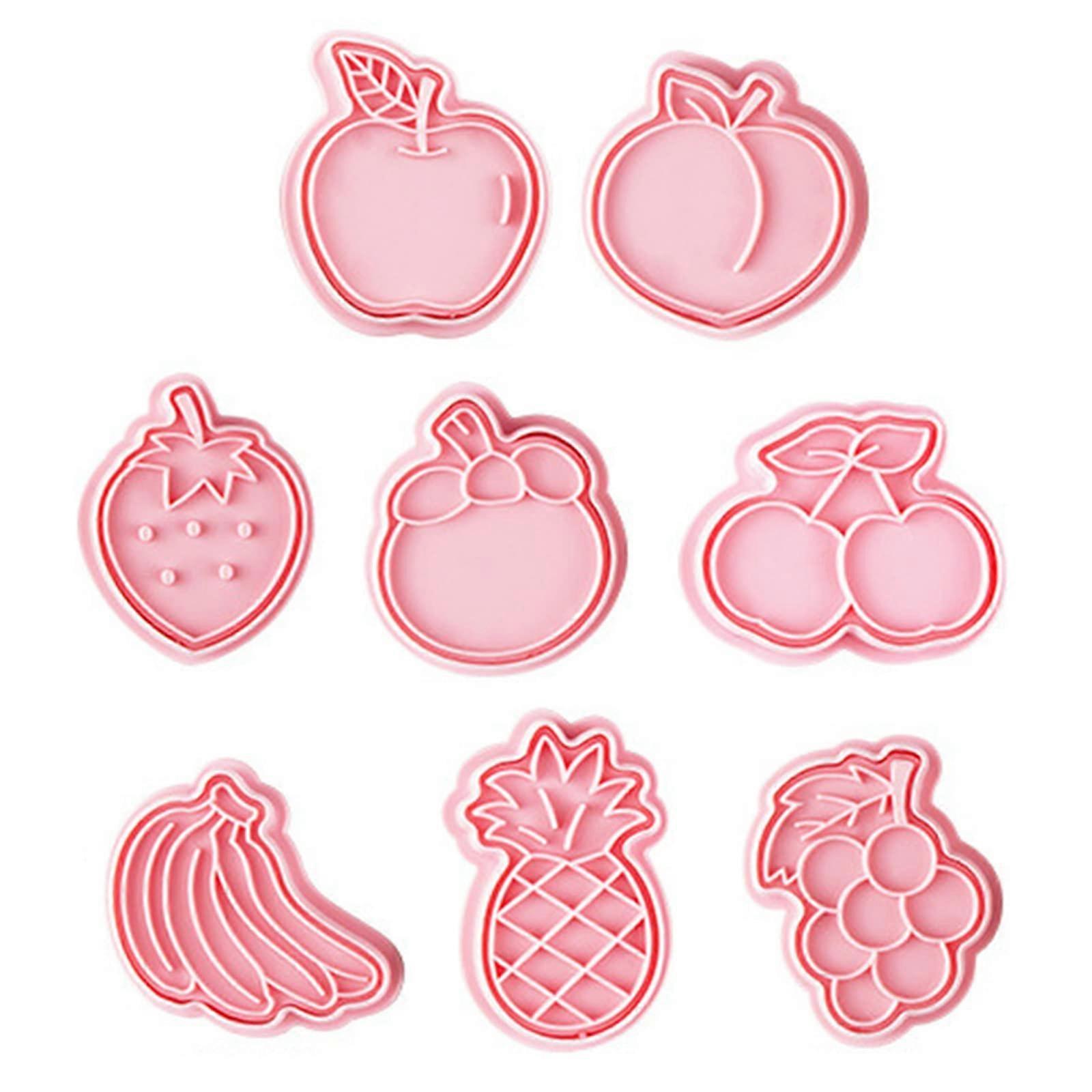 Obstkeks-Motiv-Form 8 Stück, Cartoon-Bakeware, Fondant-Kuchenform, Sichere Keksstempel, Kuchendekoration Set