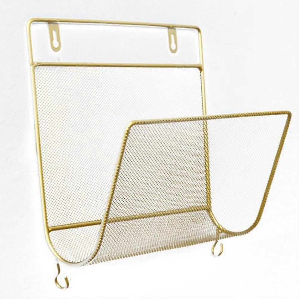 1 piece bookshelf metalspaper holder wall shelf office simple gold