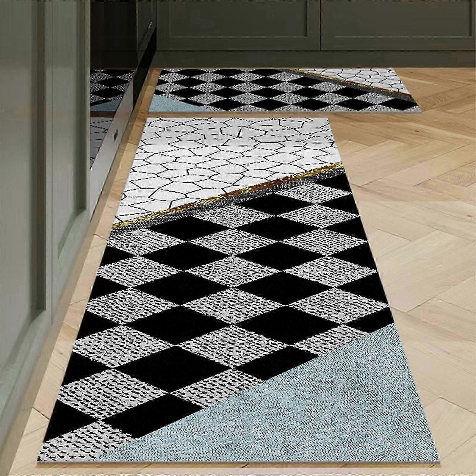 Cushioned Kitchen Mat Set, 2 Non-Slip Rugs for Floor, Waterproof Anti-Fatigue Mats for Kitchen and Office