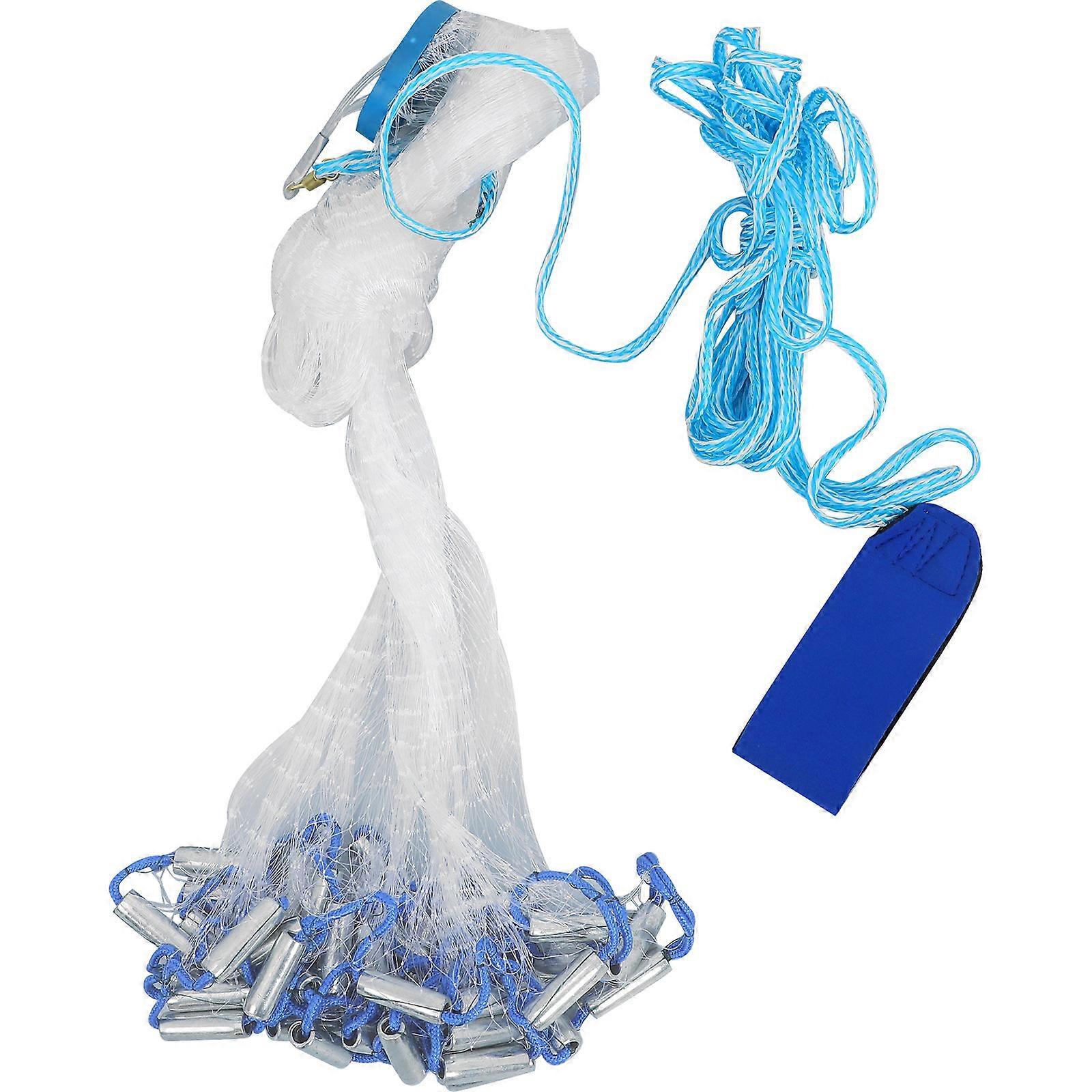 Fishing Casting Net American Style 3m White Plastic and Steel for Bait Fishing Secure Closure 1Pack