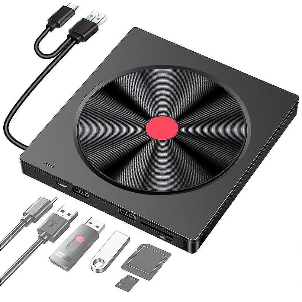 052 Multifunction DVD-RW Recorder PC External Optical Drive USB Type-C DVD Burner Readable SD TF Car