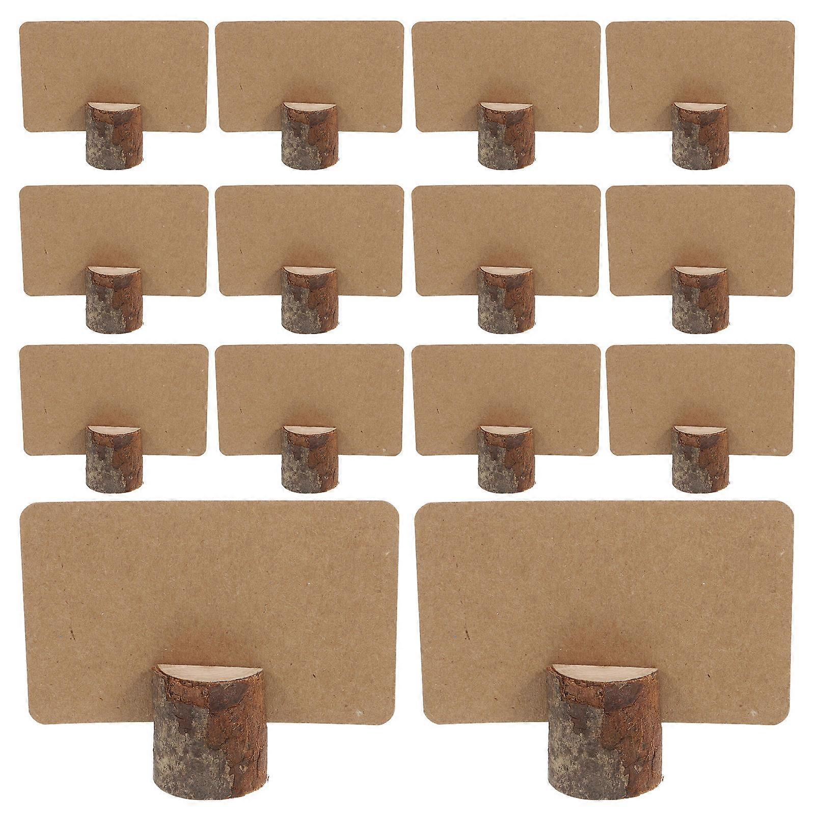 Wood Block Place Card Holders Rustic Style Tree Stump Photo Holder Brown 3.20X3.20X3.20CM Name Display 1Set