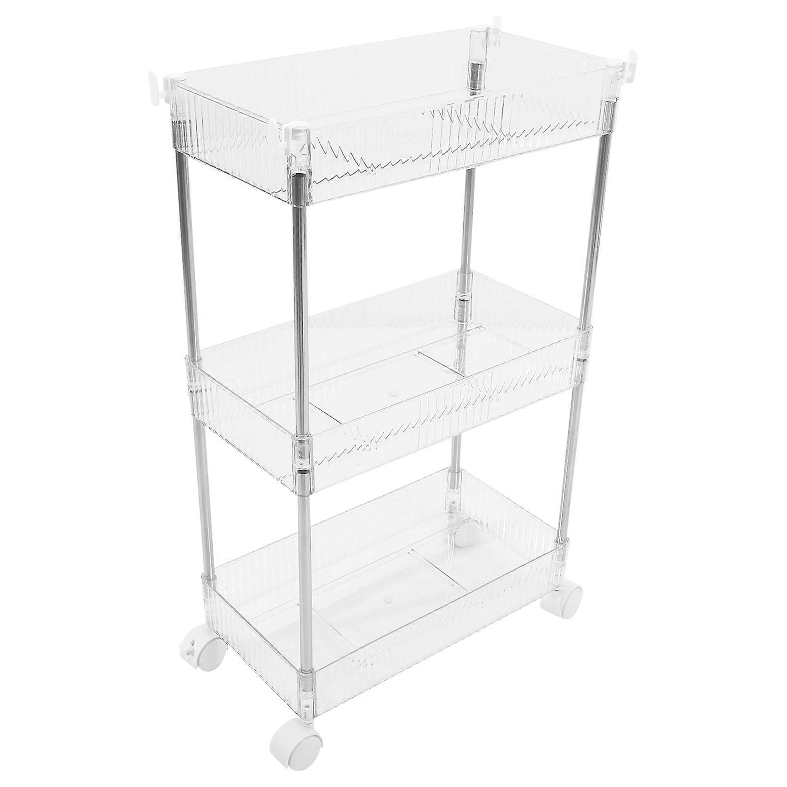 Multi-functional Trolley Metal Utility Cart Rolling Mobility Sleek and Modern Bathroom Accessories 24.96X14.54X7.86in 1Pcs