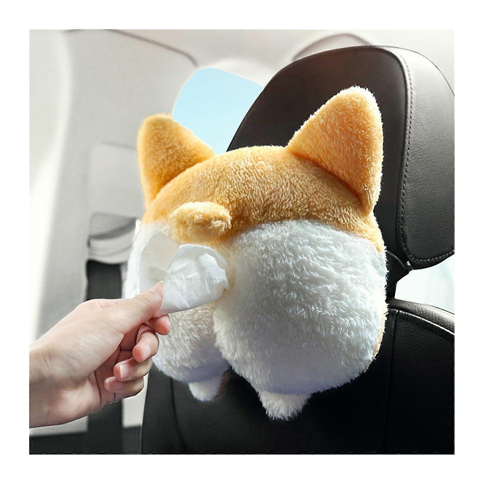 Car Tissue Box with Whimsical Dog Butt Design, Creative Drawer Style Dispenser for Dashboard