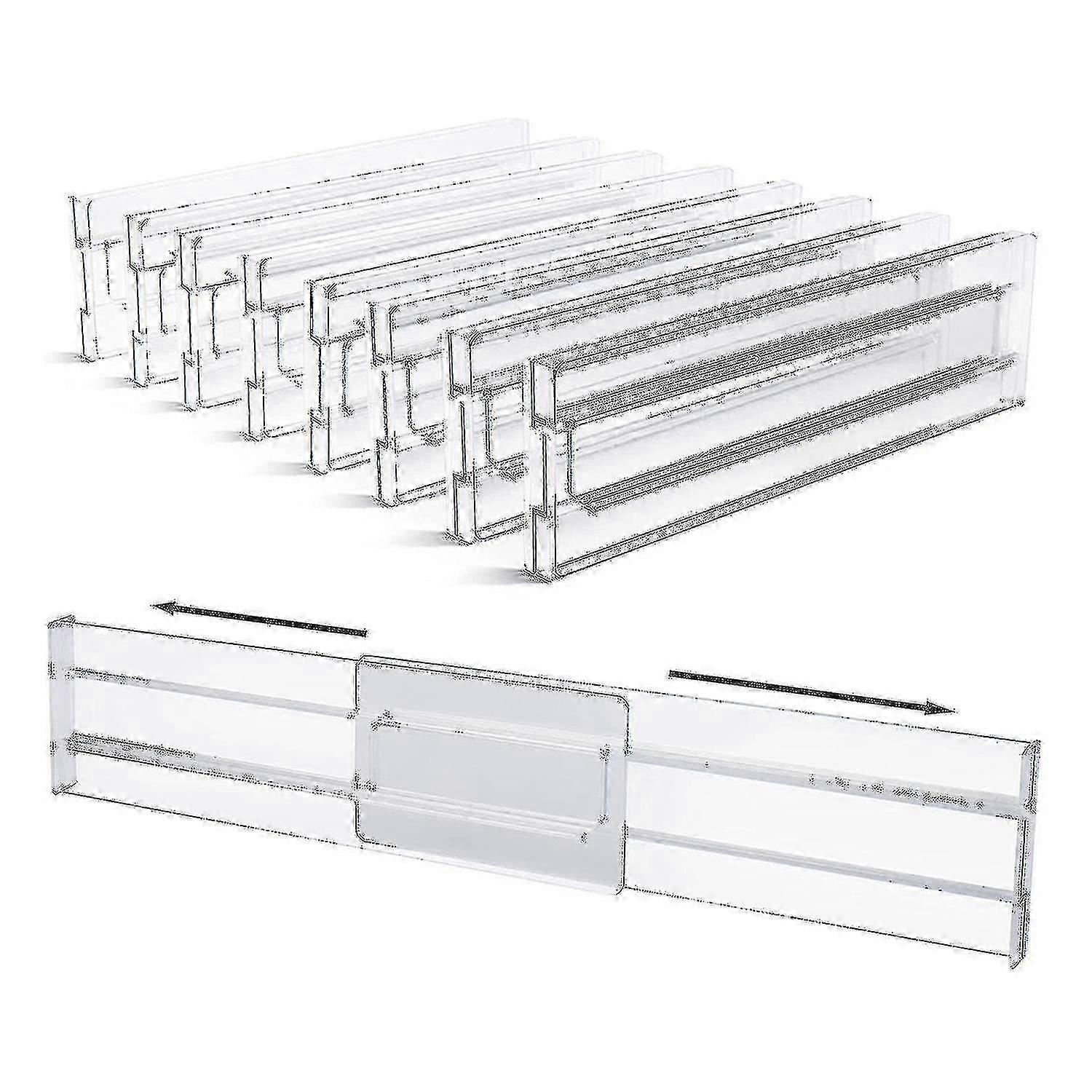 Adjustable Drawer Dividers 8 Pack, 3.2 Inch High, Expandable from 11-20.6 Inch for Kitchen Organization