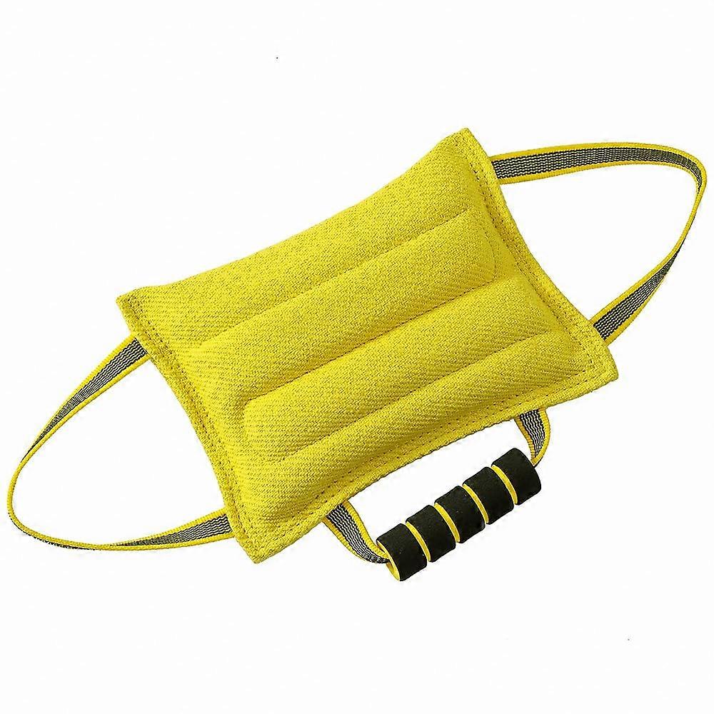 Dog Bite Cushion 26 x 19 cm, 3-Handle Chew Toy for Dogs, Training and Play, Yellow