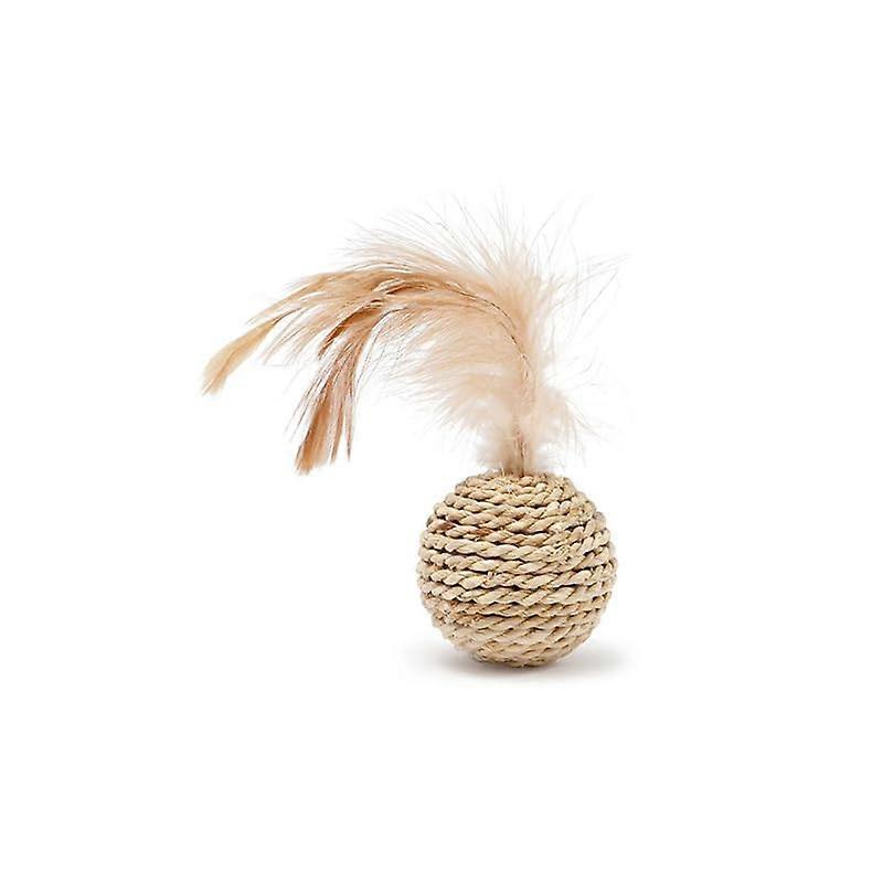 Rattan Cat Ball, Fun Toy with Artificial Feathers, Bell, Interactive Ball, Pet Supplies, 2Piece Pet Toy for Kittens, Cat Toy Balls