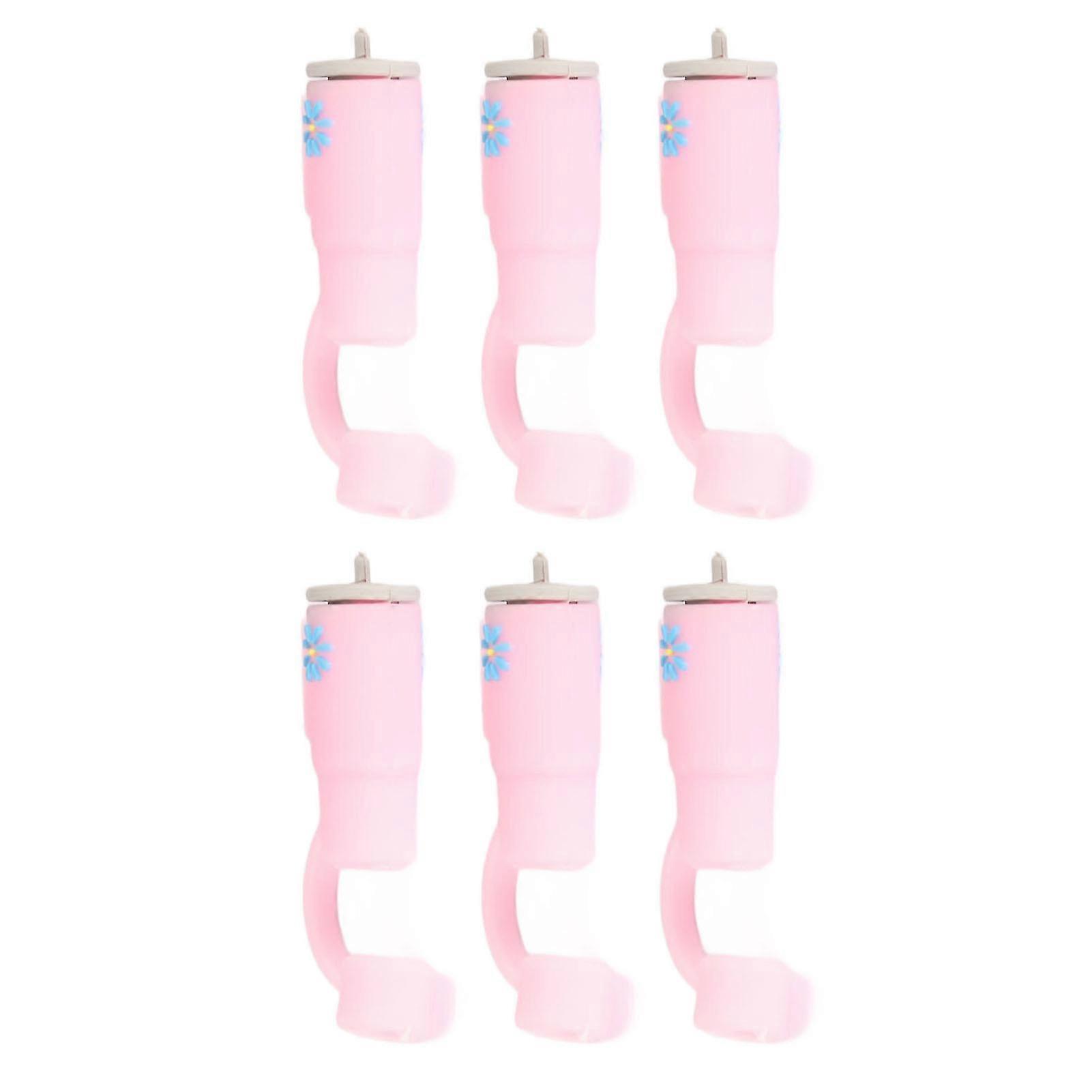 6PCS Silicone Dustproof Reusable Odorless Straw Toppers for Home School Office