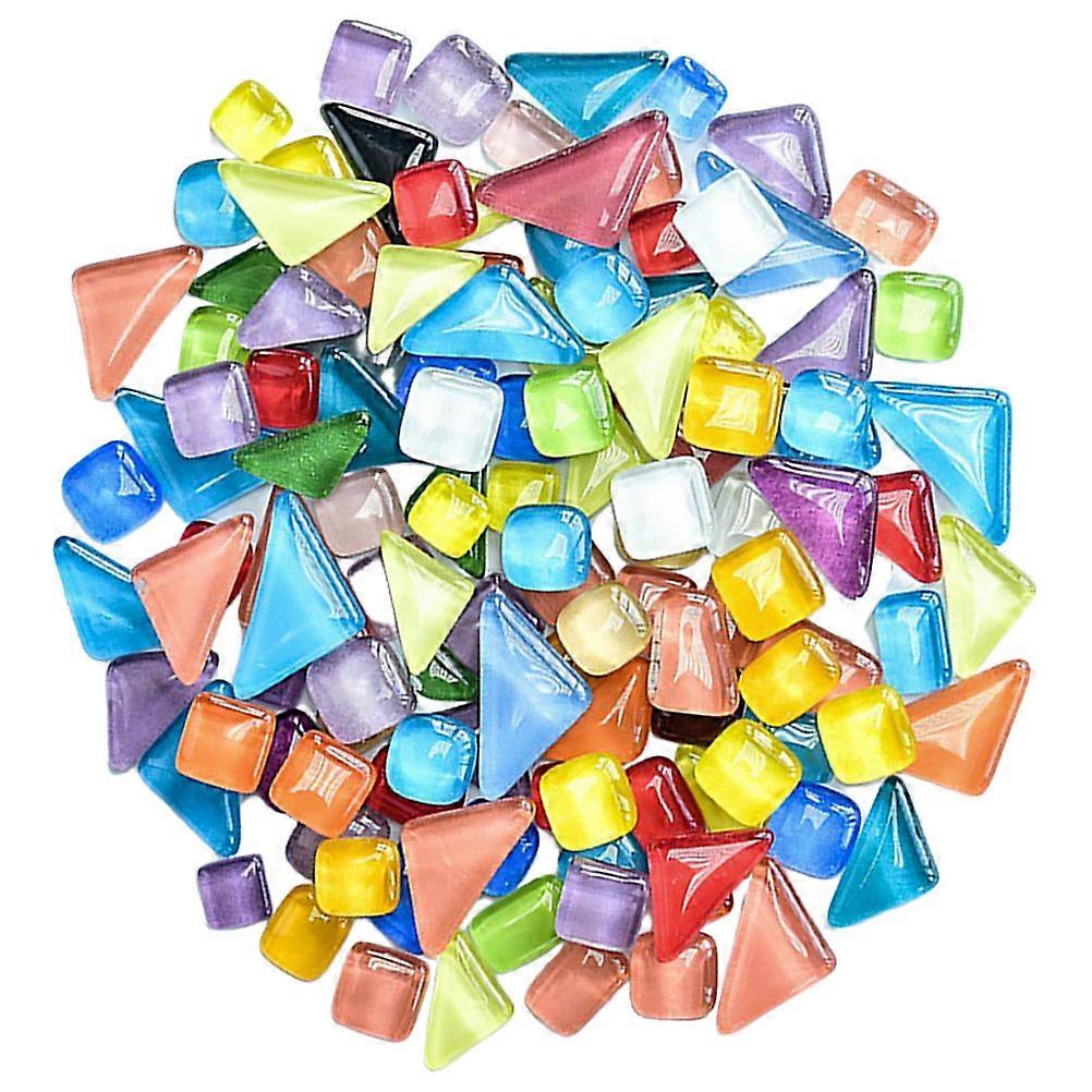 Crystal Glass Mosaic Tiles for DIY Crafts Mixed Color Square Flat Back Pebbles for Photo Frames, Flowerpots & Home Decor Art Supplies